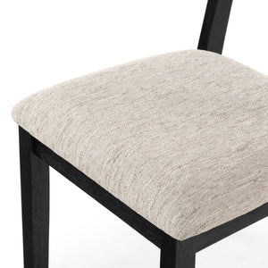 Safavieh BELLALEXA Modern Wood and Linen Dining Chair for Elegant Spaces - Stylish Comfort and Durability Black / Light Grey SFV2180A-SET2