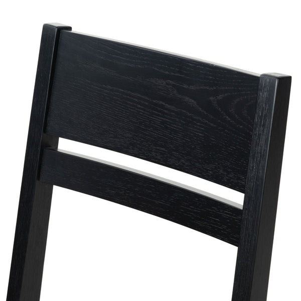 Safavieh BELLALEXA Modern Wood and Linen Dining Chair for Elegant Spaces - Stylish Comfort and Durability Black / Light Grey SFV2180A-SET2