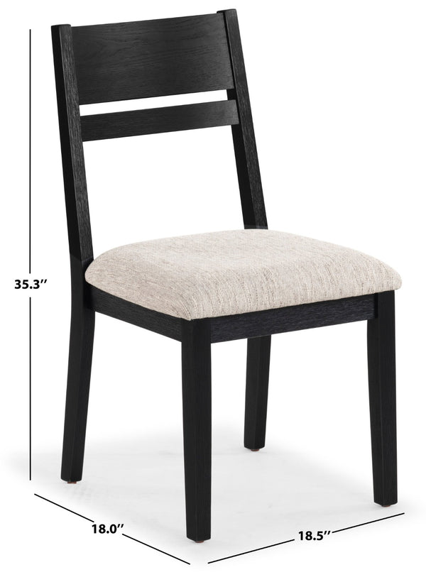 Safavieh BELLALEXA Modern Wood and Linen Dining Chair for Elegant Spaces - Stylish Comfort and Durability Black / Light Grey SFV2180A-SET2