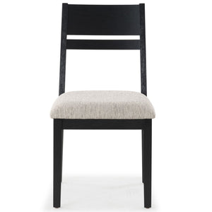 Safavieh BELLALEXA Modern Wood and Linen Dining Chair for Elegant Spaces - Stylish Comfort and Durability Black / Light Grey SFV2180A-SET2