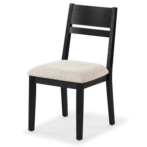 Safavieh BELLALEXA Modern Wood and Linen Dining Chair for Elegant Spaces - Stylish Comfort and Durability Black / Light Grey SFV2180A-SET2