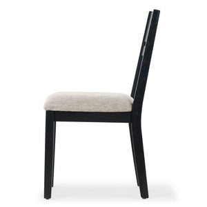 Safavieh BELLALEXA Modern Wood and Linen Dining Chair for Elegant Spaces - Stylish Comfort and Durability Black / Light Grey SFV2180A-SET2