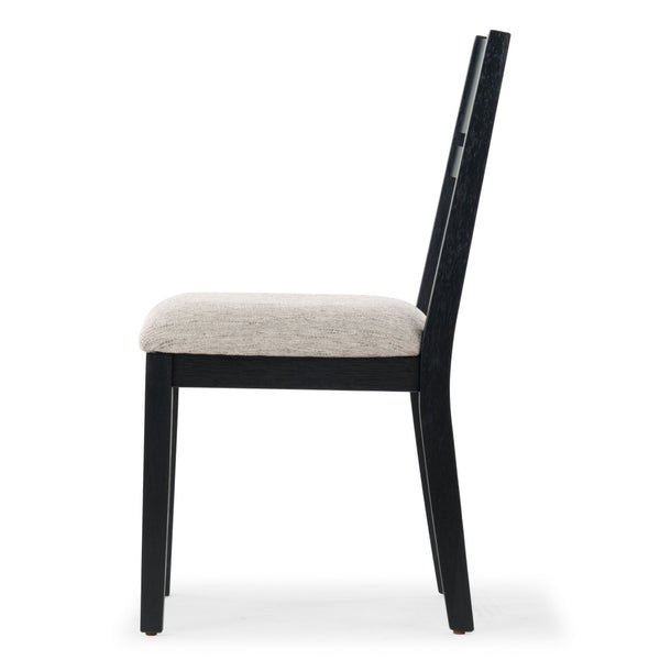 Safavieh BELLALEXA Modern Wood and Linen Dining Chair for Elegant Spaces - Stylish Comfort and Durability Black / Light Grey SFV2180A-SET2