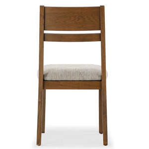 Safavieh BELLALEXA Modern Wood and Linen Dining Chair for Elegant Spaces - Stylish Comfort and Durability Medium Oak / Light Grey SFV2180B-SET2