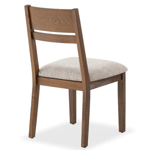 Safavieh BELLALEXA Modern Wood and Linen Dining Chair for Elegant Spaces - Stylish Comfort and Durability Medium Oak / Light Grey SFV2180B-SET2