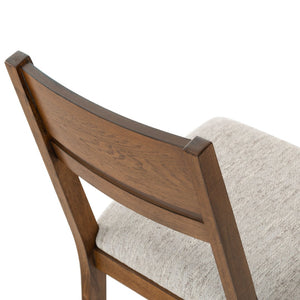 Safavieh BELLALEXA Modern Wood and Linen Dining Chair for Elegant Spaces - Stylish Comfort and Durability Medium Oak / Light Grey SFV2180B-SET2