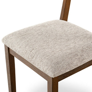 Safavieh BELLALEXA Modern Wood and Linen Dining Chair for Elegant Spaces - Stylish Comfort and Durability Medium Oak / Light Grey SFV2180B-SET2