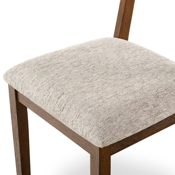 Safavieh BELLALEXA Modern Wood and Linen Dining Chair for Elegant Spaces - Stylish Comfort and Durability Medium Oak / Light Grey SFV2180B-SET2