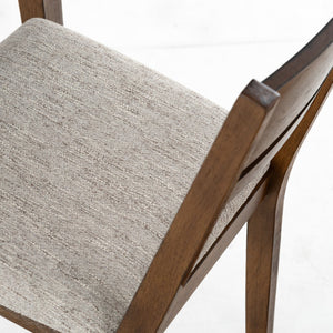 Safavieh BELLALEXA Modern Wood and Linen Dining Chair for Elegant Spaces - Stylish Comfort and Durability Medium Oak / Light Grey SFV2180B-SET2