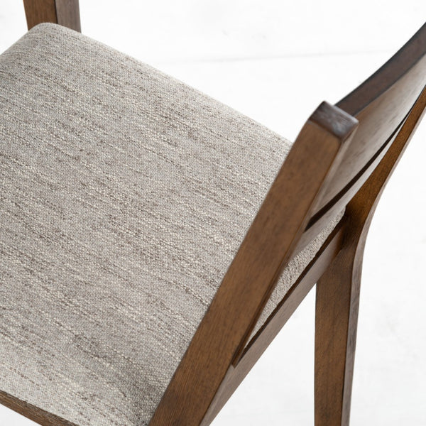 Safavieh BELLALEXA Modern Wood and Linen Dining Chair for Elegant Spaces - Stylish Comfort and Durability Medium Oak / Light Grey SFV2180B-SET2