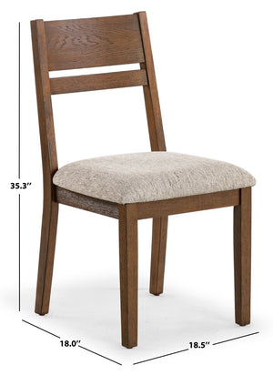 Safavieh BELLALEXA Modern Wood and Linen Dining Chair for Elegant Spaces - Stylish Comfort and Durability Medium Oak / Light Grey SFV2180B-SET2