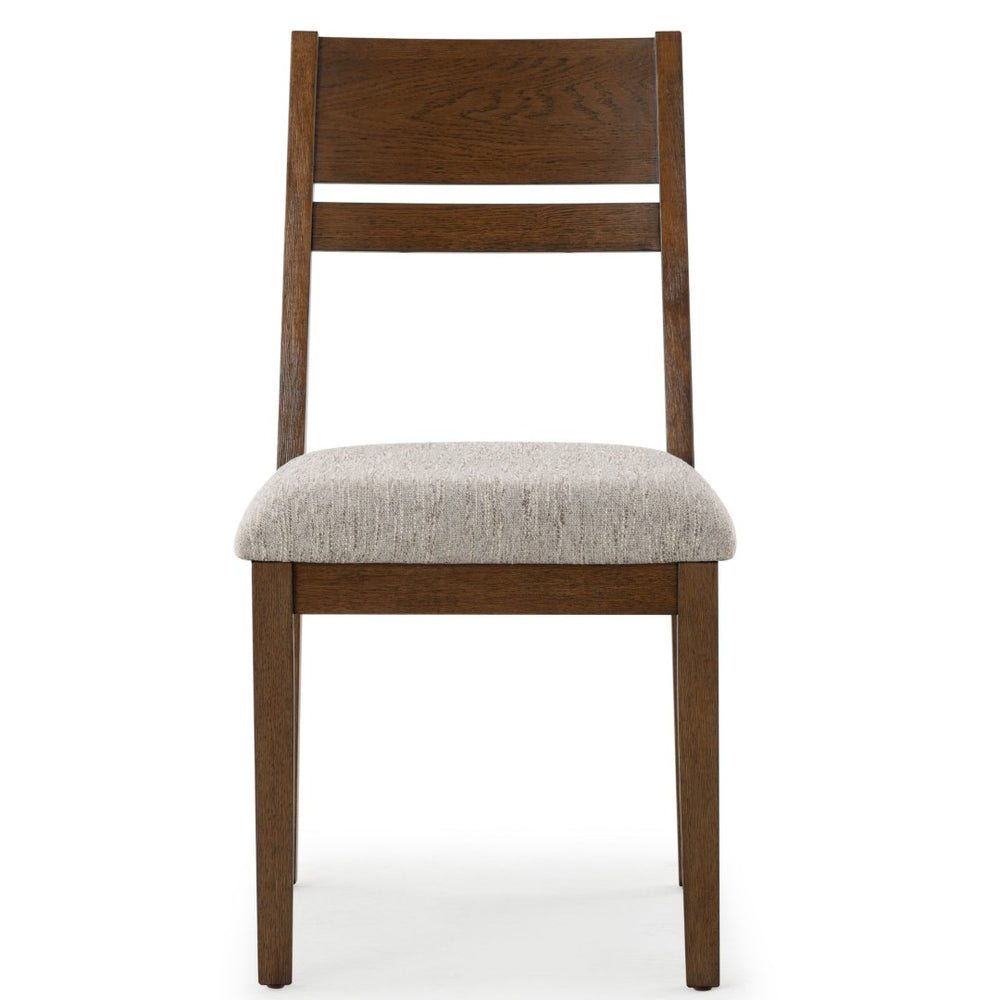 Safavieh BELLALEXA Modern Wood and Linen Dining Chair for Elegant Spaces - Stylish Comfort and Durability Medium Oak / Light Grey SFV2180B-SET2