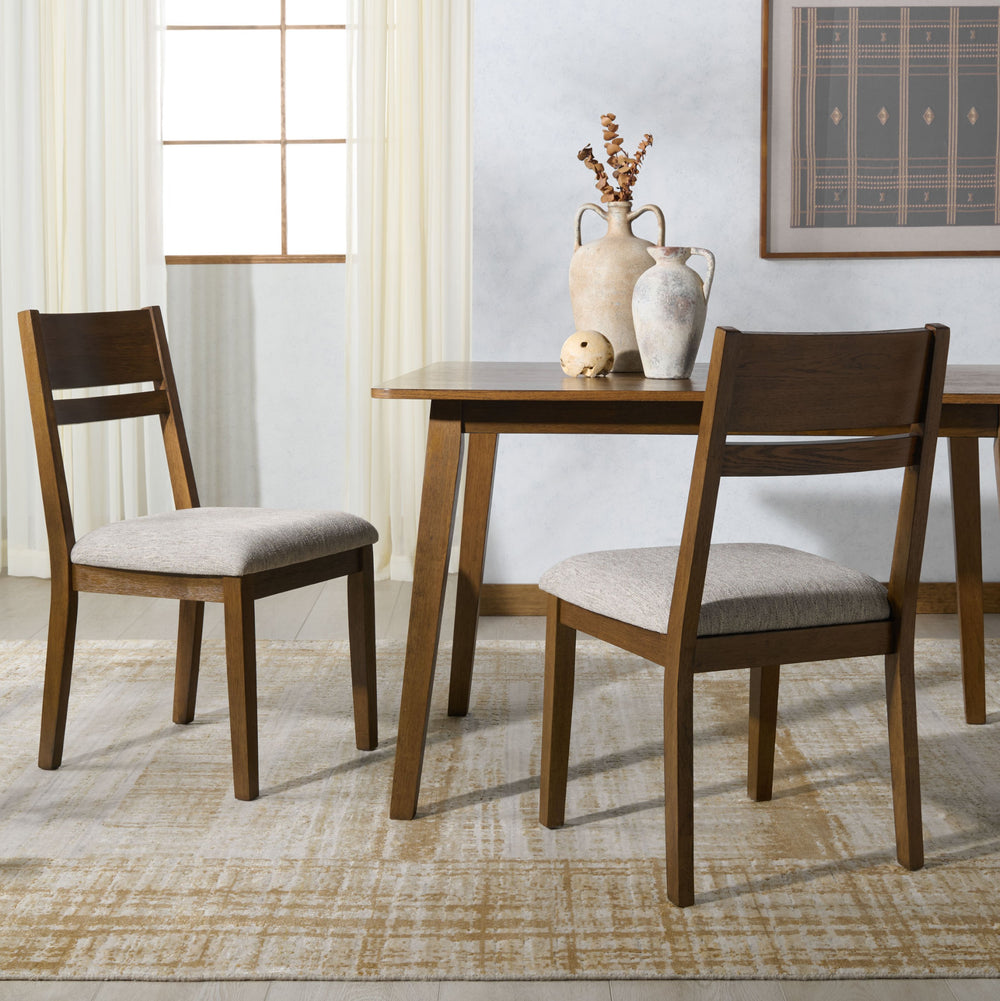 Safavieh Bellalexa Stylish Wood And Linen Dining Chair - Modern Comfort Meets Timeless Elegance For Your Home Medium Oak ,Light Grey Wood ,Fabric ,Foam Sfv2180b-set2