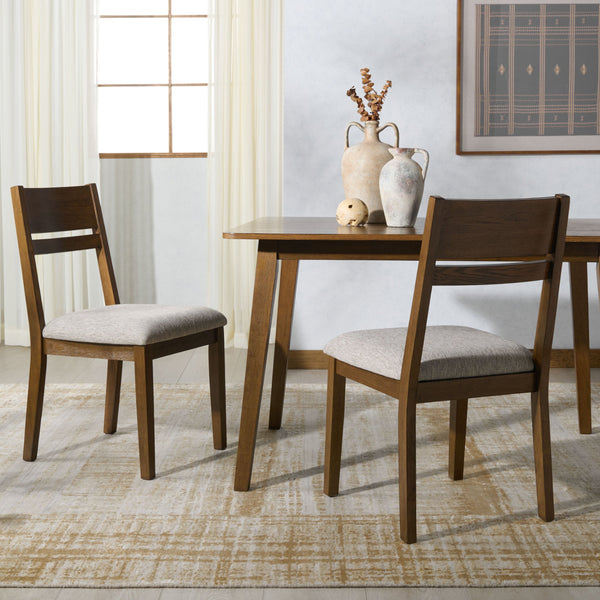 Safavieh Bellalexa Stylish Wood And Linen Dining Chair - Modern Comfort Meets Timeless Elegance For Your Home Medium Oak ,Light Grey Wood ,Fabric ,Foam Sfv2180b-set2