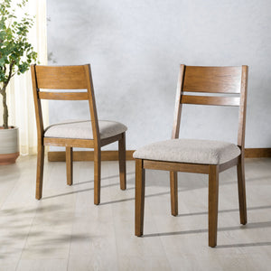 Safavieh Bellalexa Stylish Wood And Linen Dining Chair - Modern Comfort Meets Timeless Elegance For Your Home Medium Oak ,Light Grey Wood ,Fabric ,Foam Sfv2180b-set2