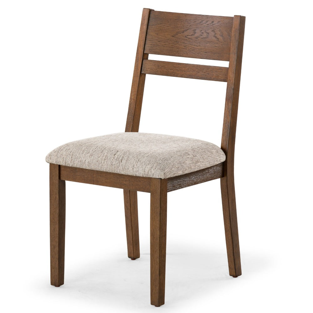 Safavieh BELLALEXA Modern Wood and Linen Dining Chair for Elegant Spaces - Stylish Comfort and Durability Medium Oak / Light Grey SFV2180B-SET2