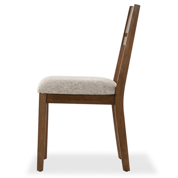 Safavieh BELLALEXA Modern Wood and Linen Dining Chair for Elegant Spaces - Stylish Comfort and Durability Medium Oak / Light Grey SFV2180B-SET2