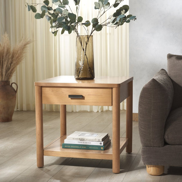 Safavieh JAYLESSA 1-Drawer End Table - Stylish Accent Piece for Living Rooms, Bedrooms & Entryways Storage Natural SFV2182A
