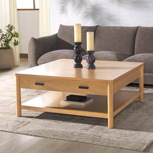 Safavieh JAYLESSA Wood Coffee Table with 1 Drawer – Sleek Modern Design for Stylish Living Room Organization Natural SFV2183A