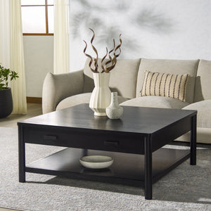 Safavieh JAYLESSA Wood Coffee Table with 1 Drawer – Sleek Modern Design for Stylish Living Room Organization Black SFV2183B