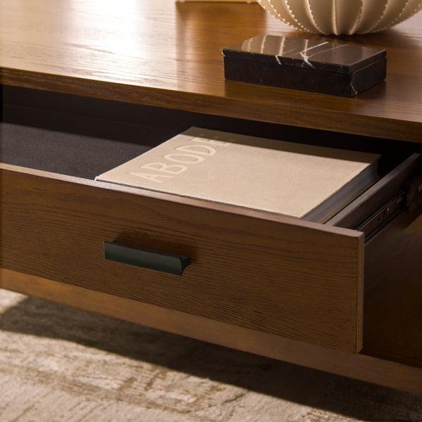 Safavieh JAYLESSA Wood Coffee Table with 1 Drawer – Sleek Modern Design for Stylish Living Room Organization Medium Oak SFV2183C
