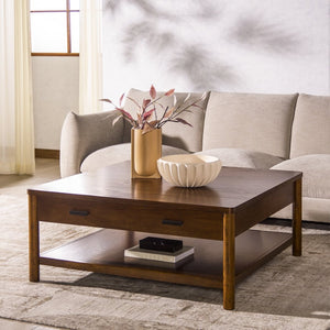 Safavieh JAYLESSA Wood Coffee Table with 1 Drawer – Sleek Modern Design for Stylish Living Room Organization Medium Oak SFV2183C