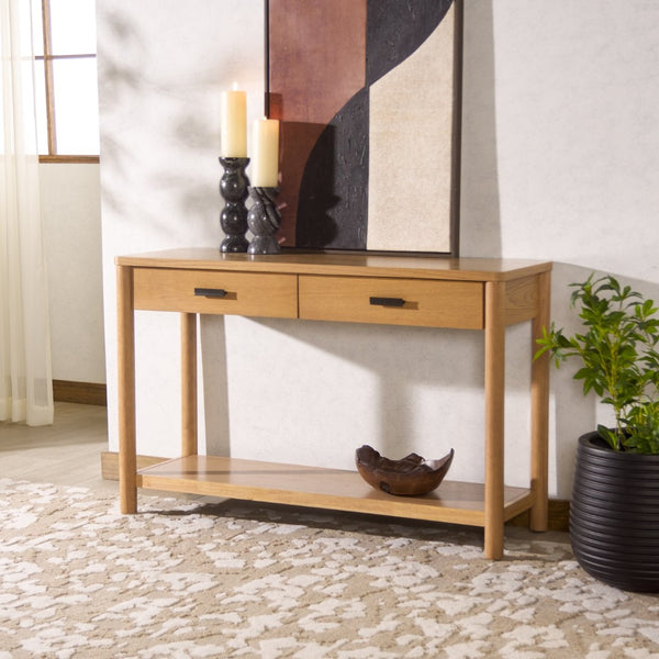 Safavieh JAYLESSA Console Table - Stylish 2-Drawer Design for Entryway, Living Room, or Dining Area Decor Natural SFV2184A