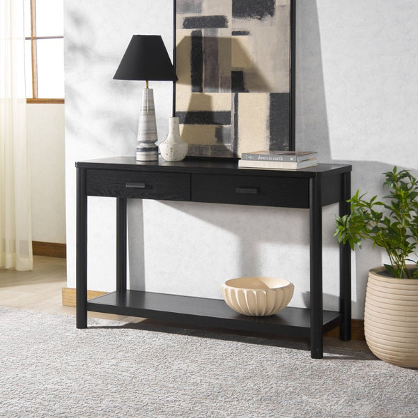 Safavieh JAYLESSA Console Table - Stylish 2-Drawer Design for Entryway, Living Room, or Dining Area Decor Black SFV2184B