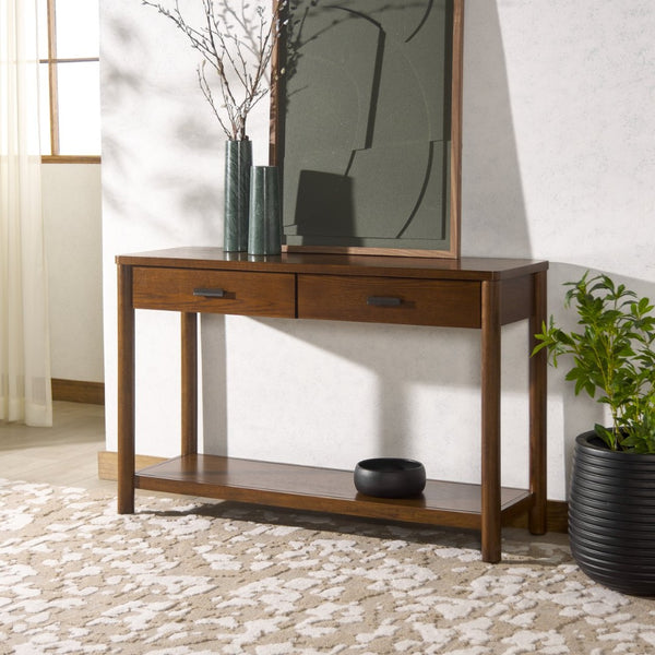Safavieh JAYLESSA Console Table - Stylish 2-Drawer Design for Entryway, Living Room, or Dining Area Decor Medium Oak SFV2184C
