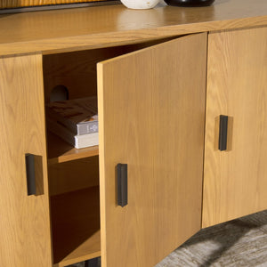 Safavieh JAYLESSA Wood 3 Door Sideboard - Contemporary Storage Solution for Modern Living & Dining Spaces Natural SFV2185A