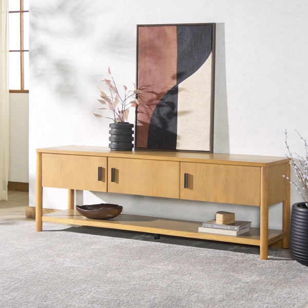 Safavieh JAYLESSA Wood 3-Door Sideboard & TV Stand - Modern Utility with Rustic Charm for Any Space Natural SFV2186A