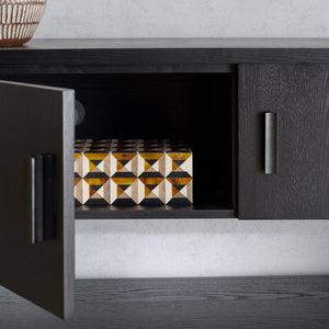 Safavieh JAYLESSA Wood 3-Door Sideboard & TV Stand - Modern Utility with Rustic Charm for Any Space Black SFV2186B