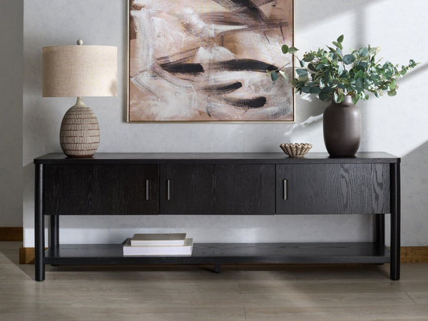 Safavieh JAYLESSA Wood 3-Door Sideboard & TV Stand - Modern Utility with Rustic Charm for Any Space Black SFV2186B