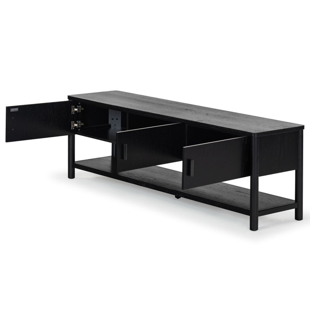 Safavieh JAYLESSA Wood 3-Door Sideboard & TV Stand - Modern Utility with Rustic Charm for Any Space Black SFV2186B