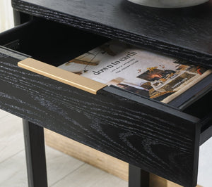 Safavieh GABRIETTA 2-Drawer Wood Desk - Modern Design for Home Office with Elegant Storage and Style Black / Gold SFV2188B