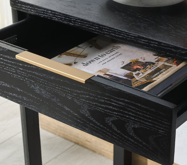 Safavieh GABRIETTA 2-Drawer Wood Desk - Modern Design for Home Office with Elegant Storage and Style Black / Gold SFV2188B