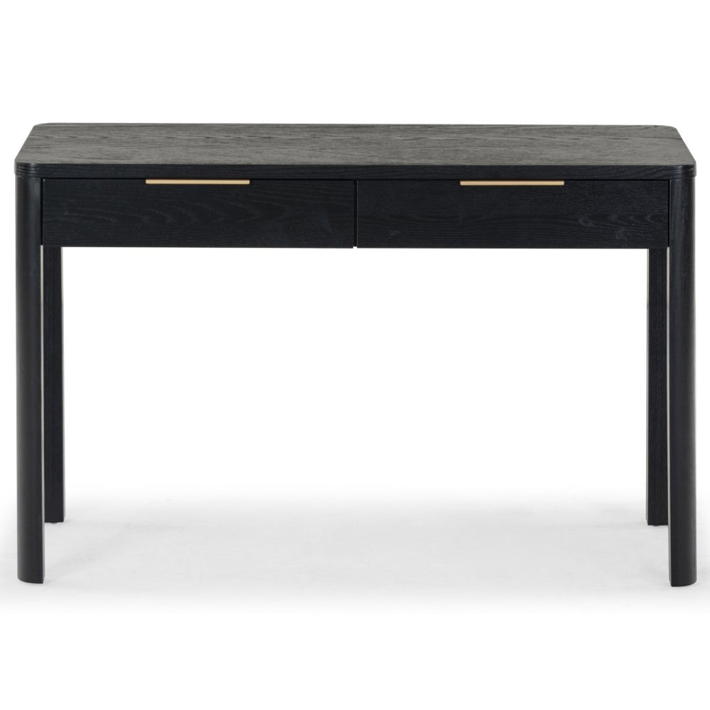 Safavieh GABRIETTA 2-Drawer Wood Desk - Modern Design for Home Office with Elegant Storage and Style Black / Gold SFV2188B