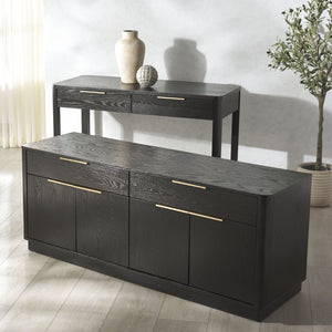 Safavieh GABRIETTA 2-Drawer Wood Desk - Modern Design for Home Office with Elegant Storage and Style Black / Gold SFV2188B