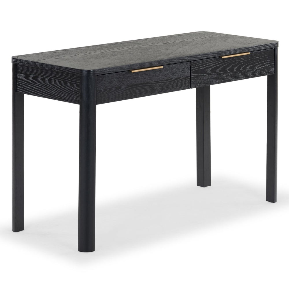 Safavieh GABRIETTA 2-Drawer Wood Desk - Modern Design for Home Office with Elegant Storage and Style Black / Gold SFV2188B