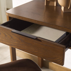 Safavieh GABRIETTA 2-Drawer Wood Desk - Modern Design for Home Office with Elegant Storage and Style Medium Oak / Black SFV2188C