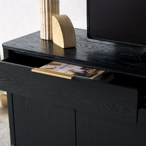 Safavieh GABRIETTA Modern 2-Drawer Sideboard and TV Stand – Chic Entertainment Center for Stylish Spaces Black / Gold SFV2189B