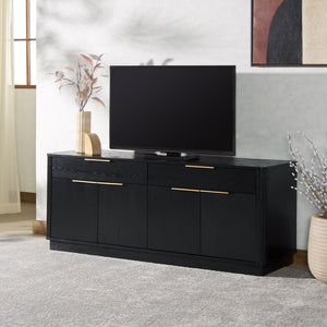 Safavieh GABRIETTA Modern 2-Drawer Sideboard and TV Stand – Chic Entertainment Center for Stylish Spaces Black / Gold SFV2189B