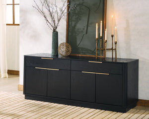 Safavieh GABRIETTA Modern 2-Drawer Sideboard and TV Stand – Chic Entertainment Center for Stylish Spaces Black / Gold SFV2189B