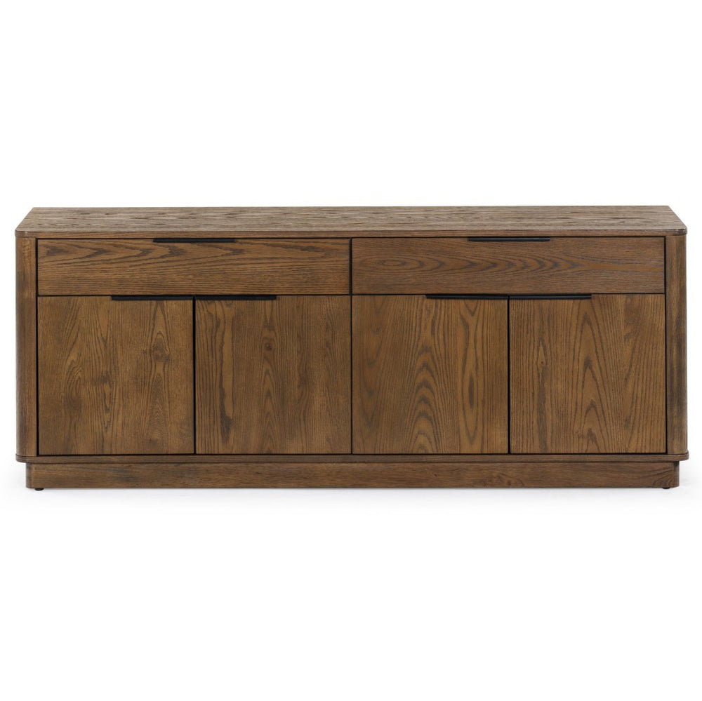 Safavieh GABRIETTA Modern 2-Drawer Sideboard and TV Stand – Chic Entertainment Center for Stylish Spaces Medium Oak / Black SFV2189C