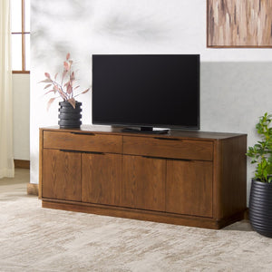 Safavieh GABRIETTA Modern 2-Drawer Sideboard and TV Stand – Chic Entertainment Center for Stylish Spaces Medium Oak / Black SFV2189C