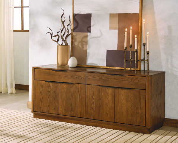 Safavieh GABRIETTA Modern 2-Drawer Sideboard and TV Stand – Chic Entertainment Center for Stylish Spaces Medium Oak / Black SFV2189C
