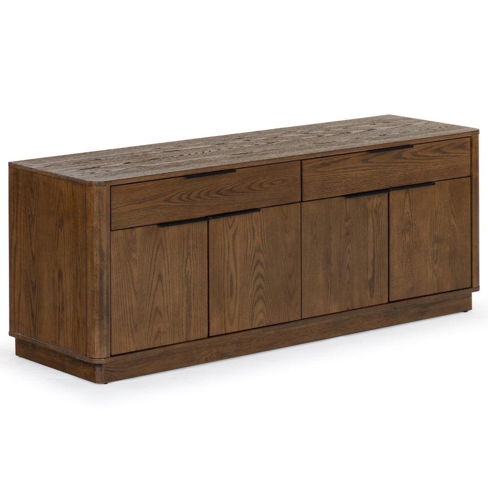 Safavieh GABRIETTA Modern 2-Drawer Sideboard and TV Stand – Chic Entertainment Center for Stylish Spaces Medium Oak / Black SFV2189C