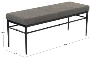 Safavieh Theabella Linen And Metal Bench - Contemporary Style With Striking Aesthetic For Any Decor Black ,Dark Grey Metal ,Manufactured Wood ,Fabric ,Foam Sfv2190a