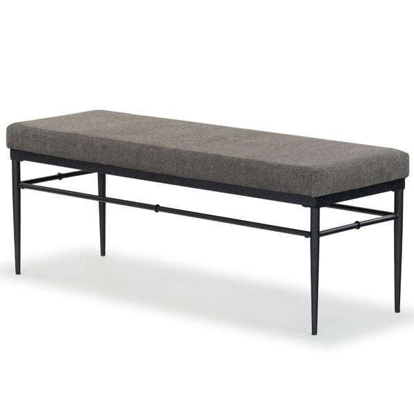 Safavieh Theabella Linen And Metal Bench - Contemporary Style With Striking Aesthetic For Any Decor Black ,Dark Grey Metal ,Manufactured Wood ,Fabric ,Foam Sfv2190a