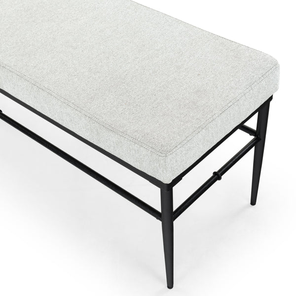 Safavieh Theabella Linen And Metal Bench - Contemporary Style With Striking Aesthetic For Any Decor Black ,Light Grey Metal ,Manufactured Wood ,Fabric ,Foam Sfv2190b